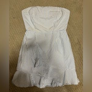Superdown blue and white striped strapless mini dress